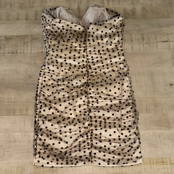 MAJORELLE Black & Tan Polkadot Corset Dress Medium - Picture 5 of 8